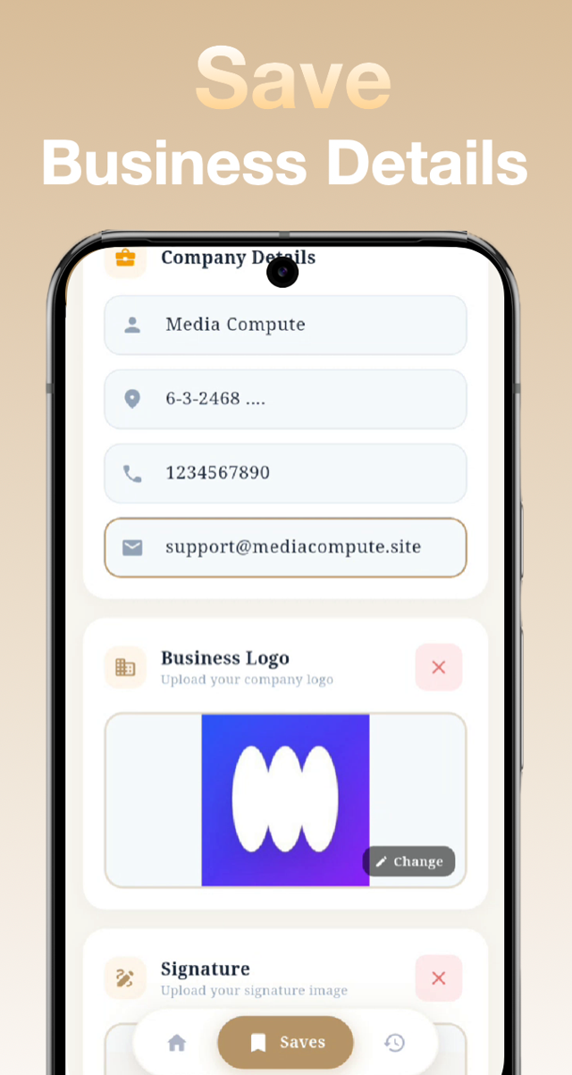 Save Business Details